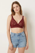 BLS - Pinkie Non Padded Lace Bralette - Burgundy