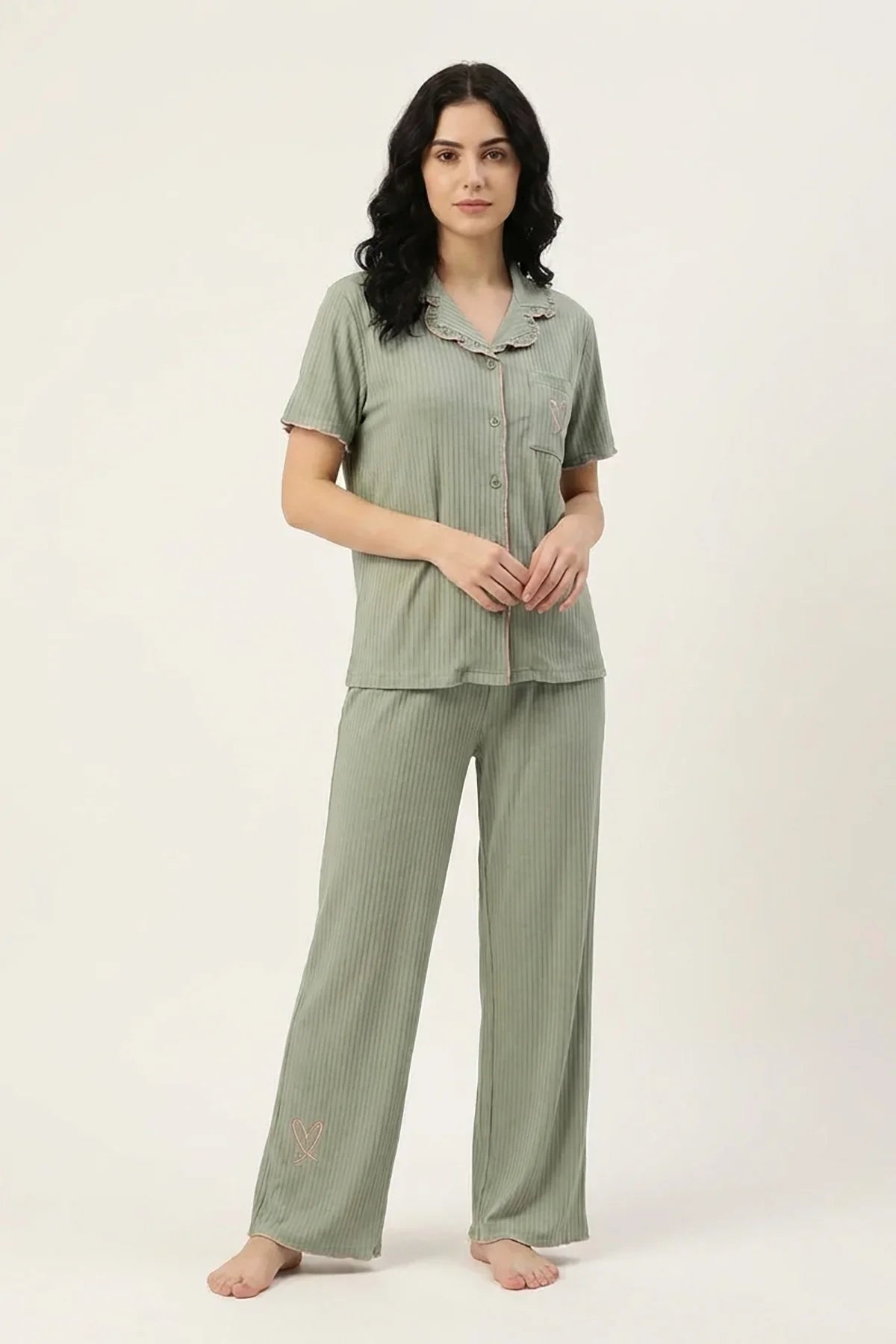 BLS - Ribbed Cotton Pajama Set - Green