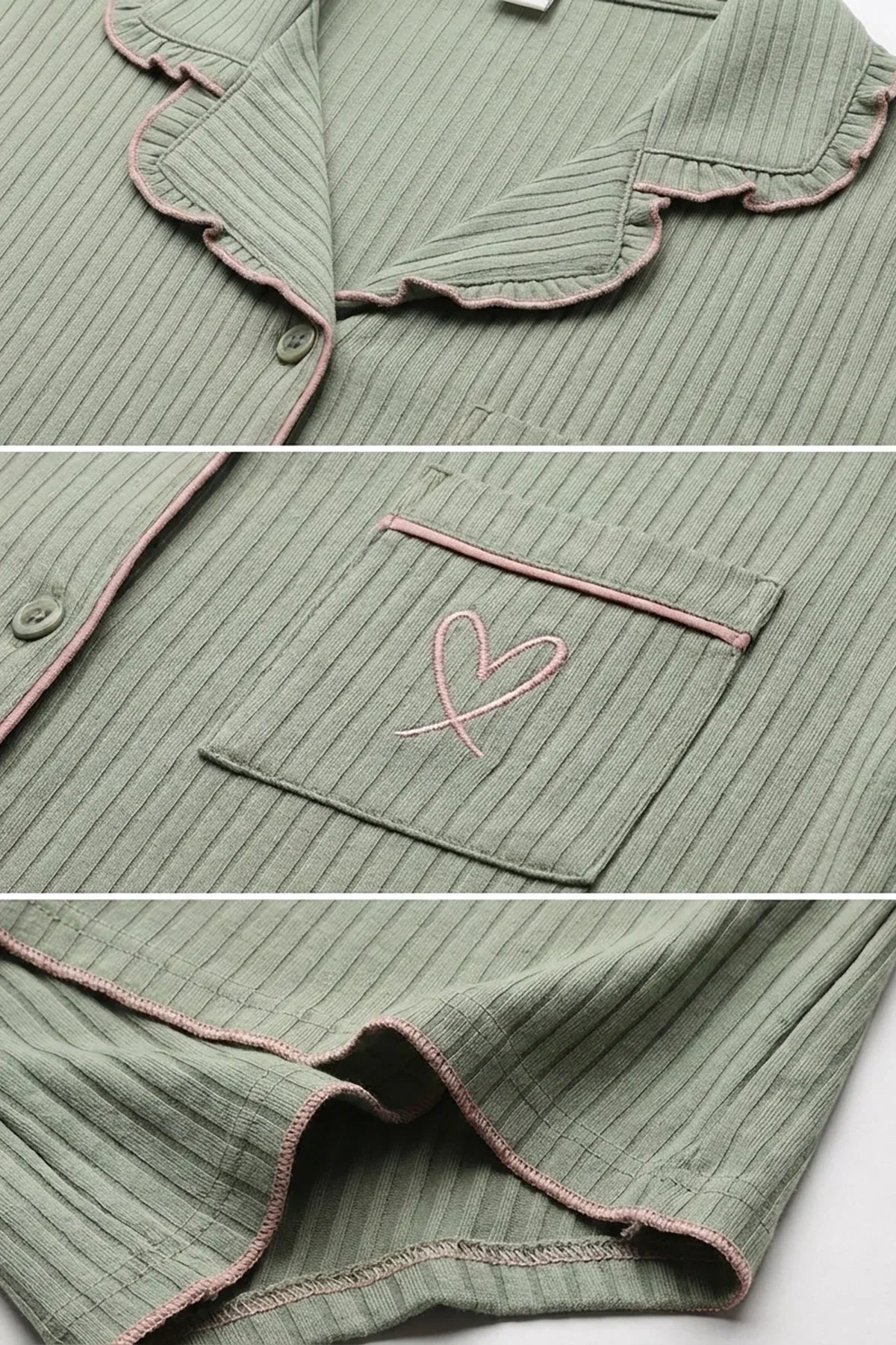 BLS - Ribbed Cotton Pajama Set - Green