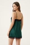 BLS - Satin Lace Dress - Emerald Green