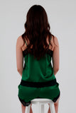 BLS - Satin Lace Shorts Set - Emerald Green