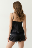 BLS - Satin Lace Shorts Set - Night Black