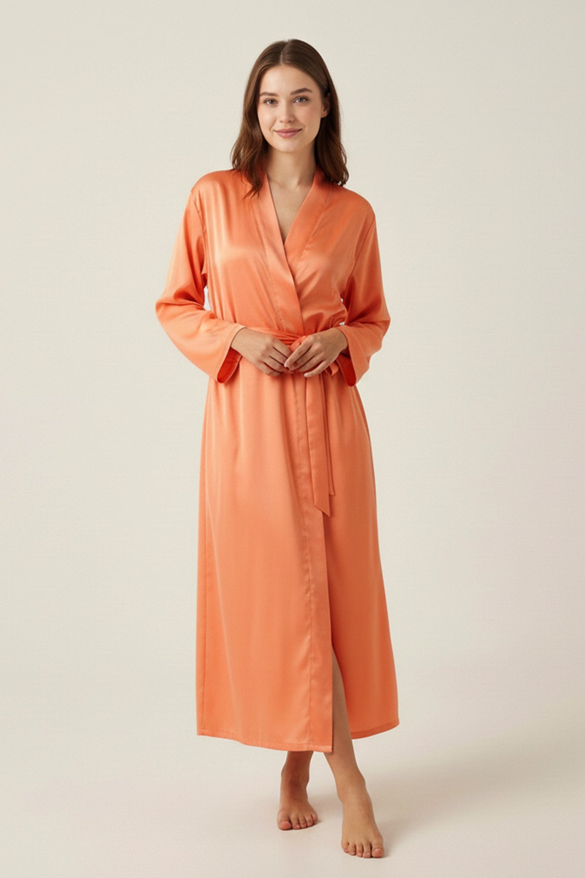 BLS - Satin Long Robe - Powder