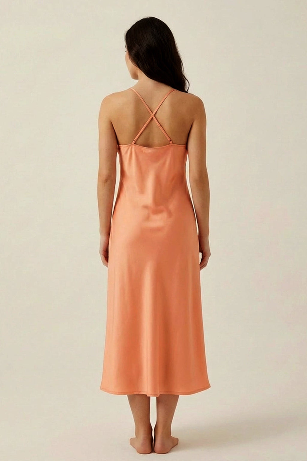 BLS - Satin Midi Length Dress - Powder