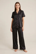 BLS - Heart Print Pajama Set - Black