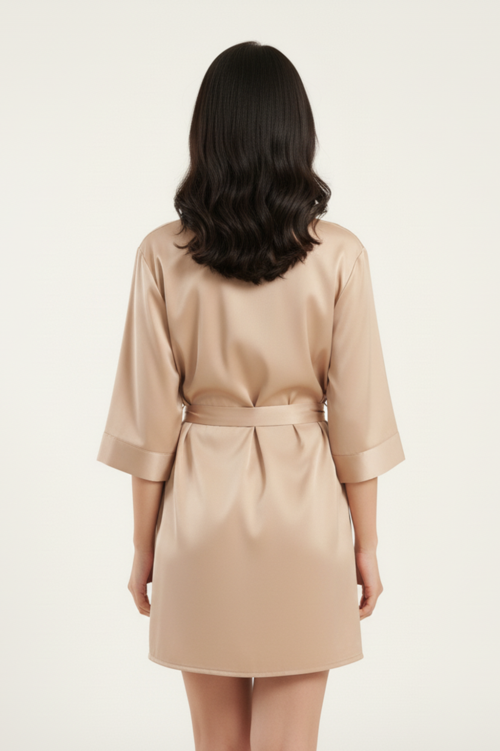BLS - Satin Short Robe - Misty Beige