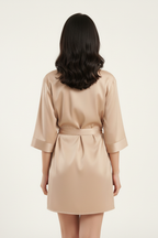 BLS - Satin Short Robe - Misty Beige