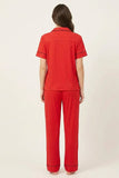 BLS - Short sleeves with long pants Pajama Set - Red