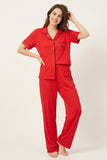 BLS - Short sleeves with long pants Pajama Set - Red