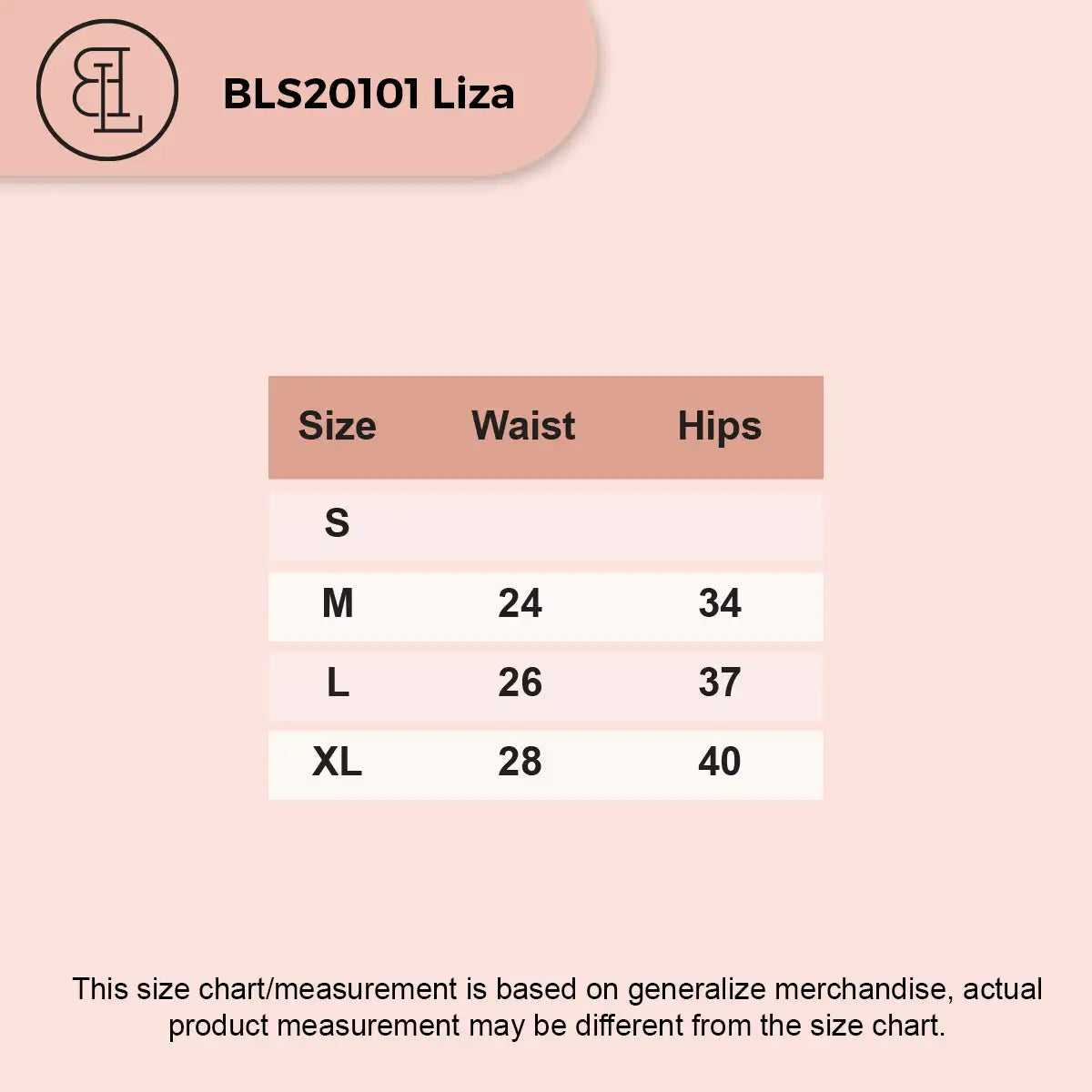 BLS size chart: Liza boyshort