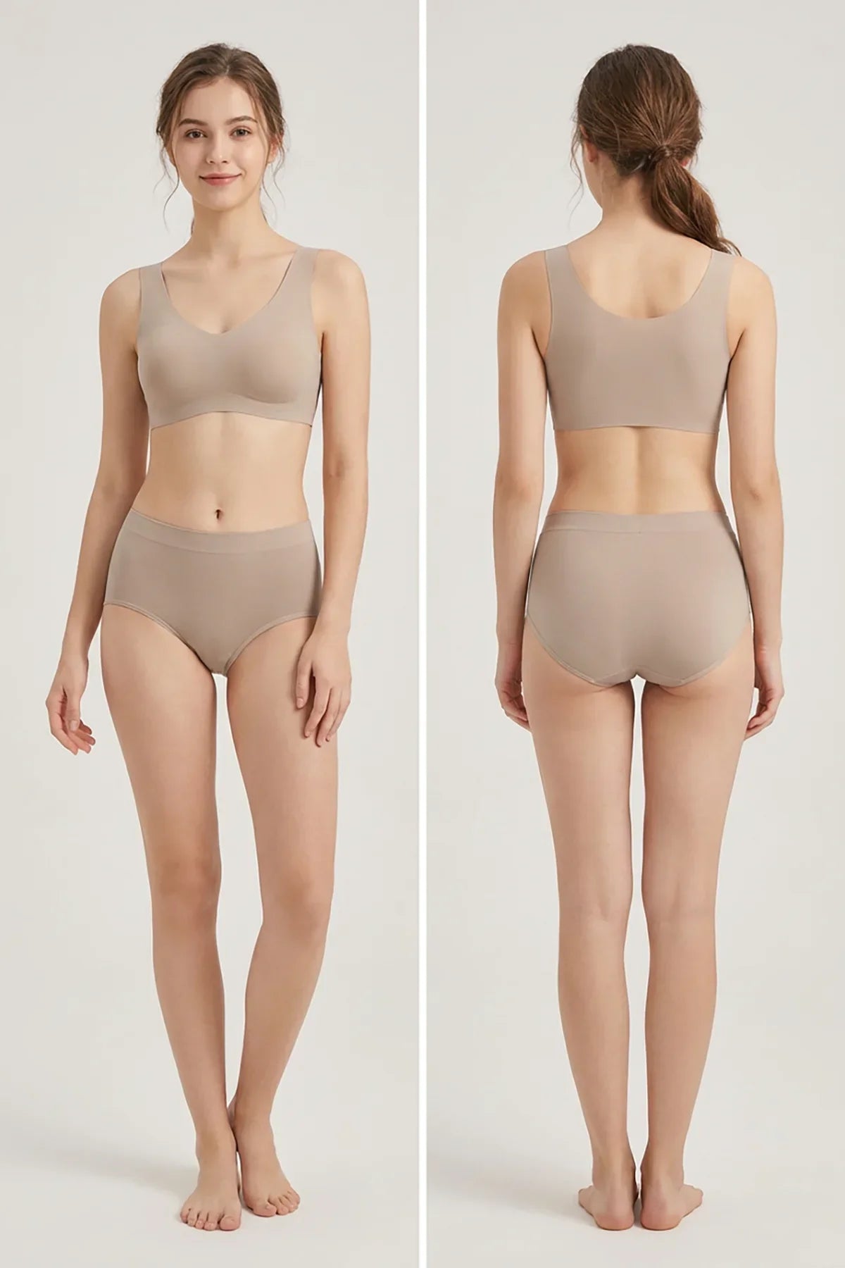 BLS - Seamless High Waist Briefs Pack of 3 - Skin-Chocolate-Black