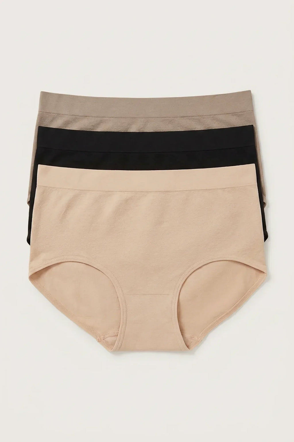 BLS - Seamless High Waist Briefs Pack of 3 - Skin-Chocolate-Black