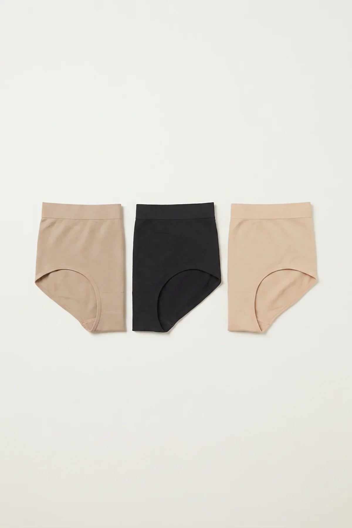 BLS - Seamless High Waist Briefs Pack of 3 - Skin-Chocolate-Black