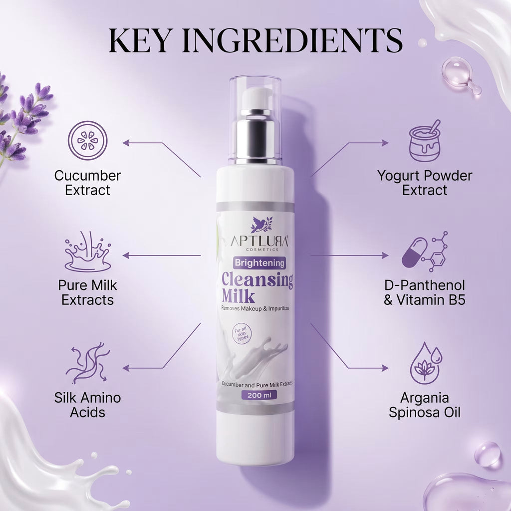 Aptlura Brightening Cleansing Milk – Makeup & Impurity Remover 200ml