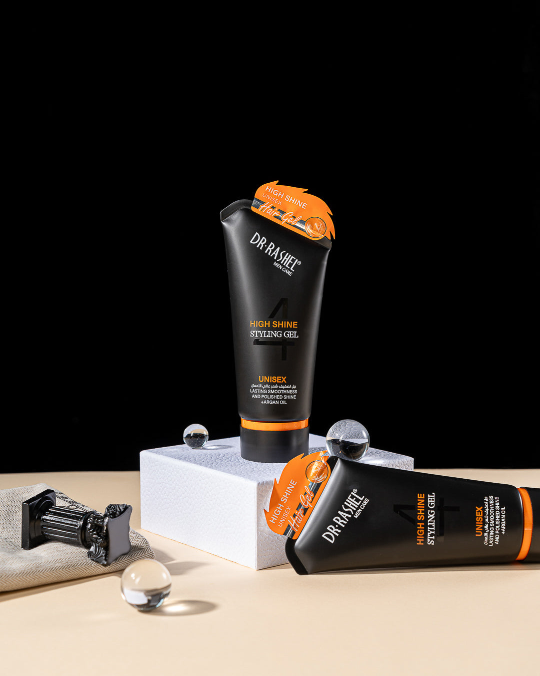 DR RASHEL High Shine Styling Gel Unisex – Lasting Smoothness, Polished Shine, Strong Hold, Argan Oil Infused Non-Flaky Styling Gel