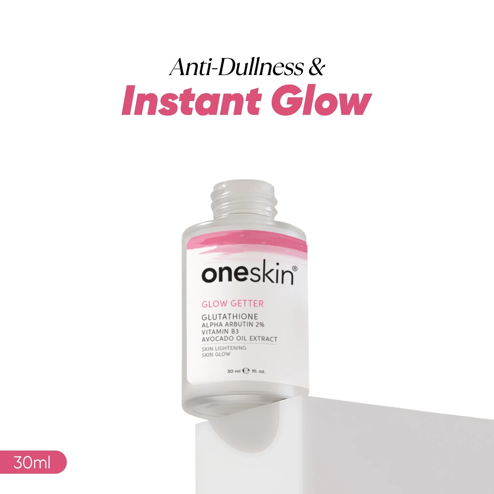 Oneskin - Glow Getter - Glutathione Alpha Arbutin 2%, Vitamin B3, Avocado Oil Extract - 30ml