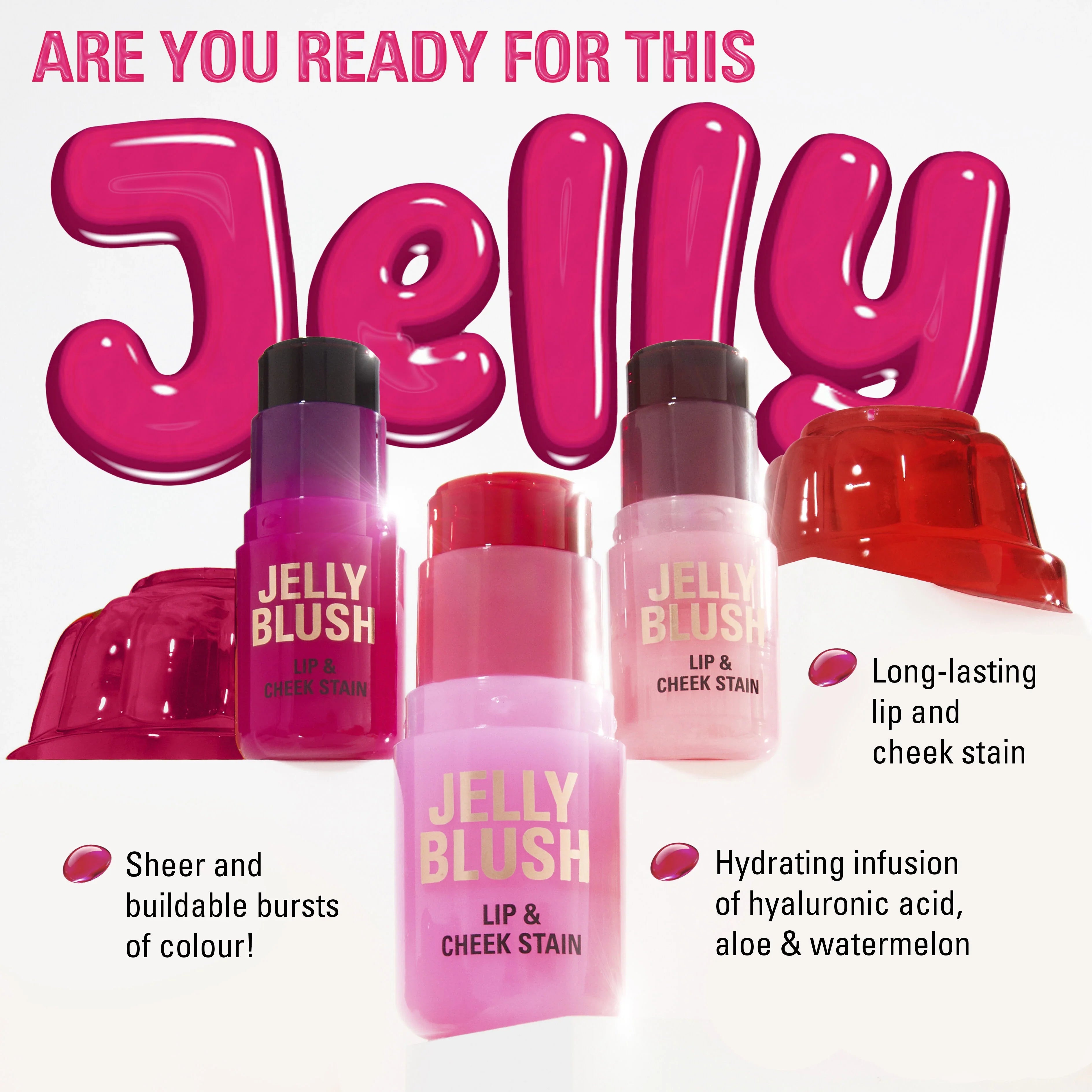 Revolution - Jelly Blush Stick Lip And Cheek Stain Strawberry Pink