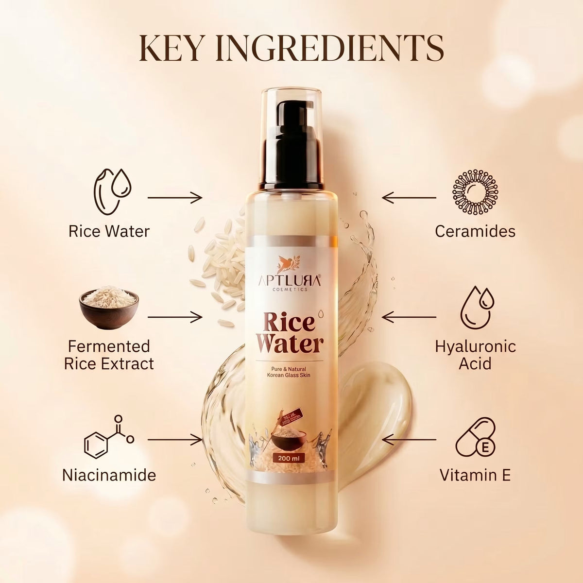 Aptlura Rice Water Hydrating Toner – Korean Glass Skin 200ml