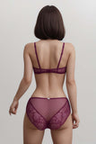 BLS - Everly Wired And Padded Lace Bra Set - Burgundy
