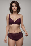 BLS - Everly Wired And Padded Lace Bra Set - Burgundy