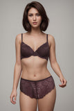 BLS - Everly Wired And Padded Lace Bra Set - Dark Brown