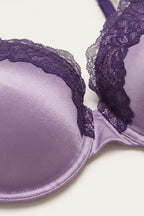BLS - Charm Padded & Wired Satin Bra - Purple/Lilac