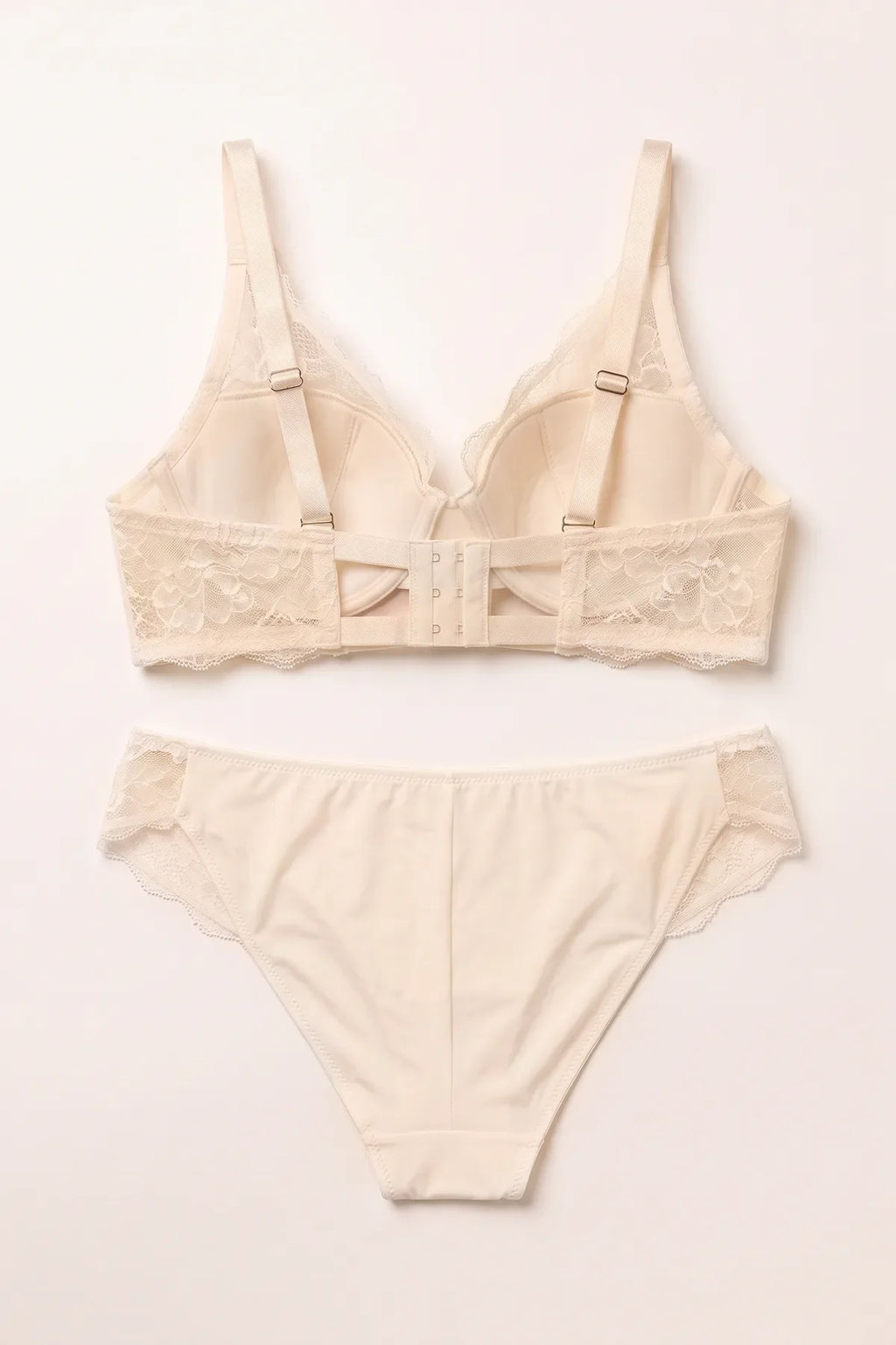 BLS - Light Floral Lace Plunge Bra - Ivory