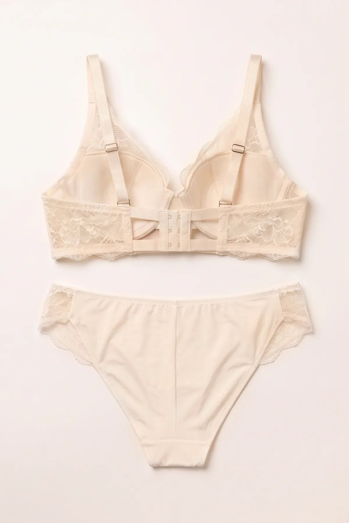 BLS - Light Floral Lace Plunge Bra - Ivory