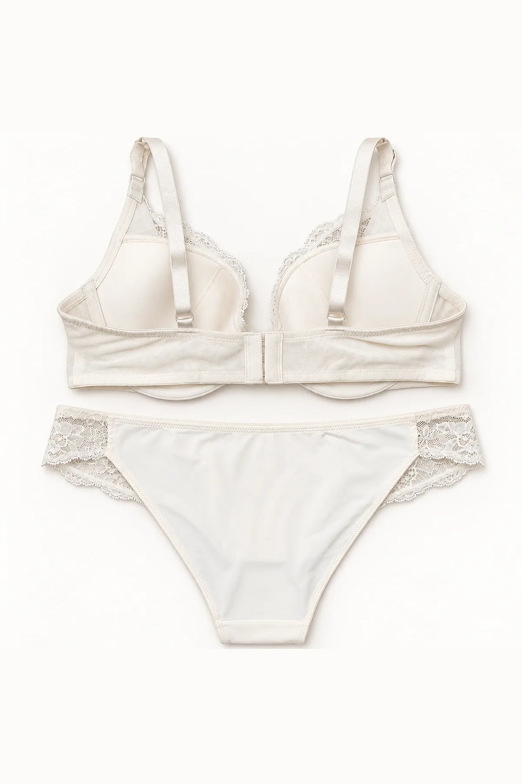 BLS - Plush Floral Lace Plunge Bra - Ivory