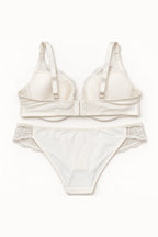 BLS - Plush Floral Lace Plunge Bra - Ivory