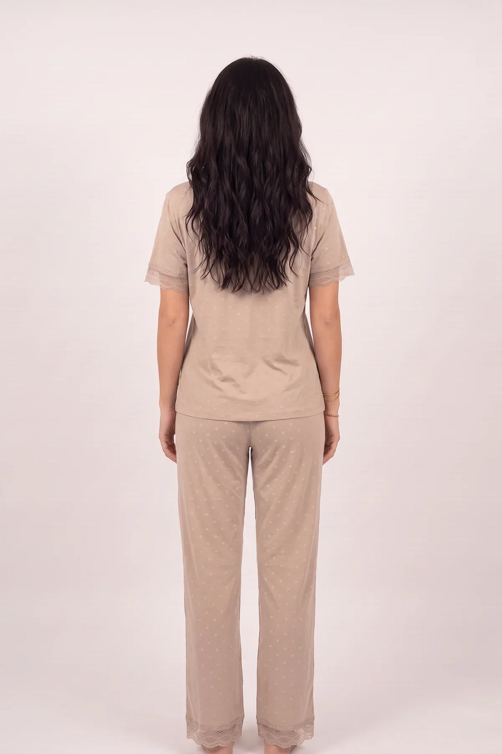 BLS - Polka Lace Pajama Set - Khaki