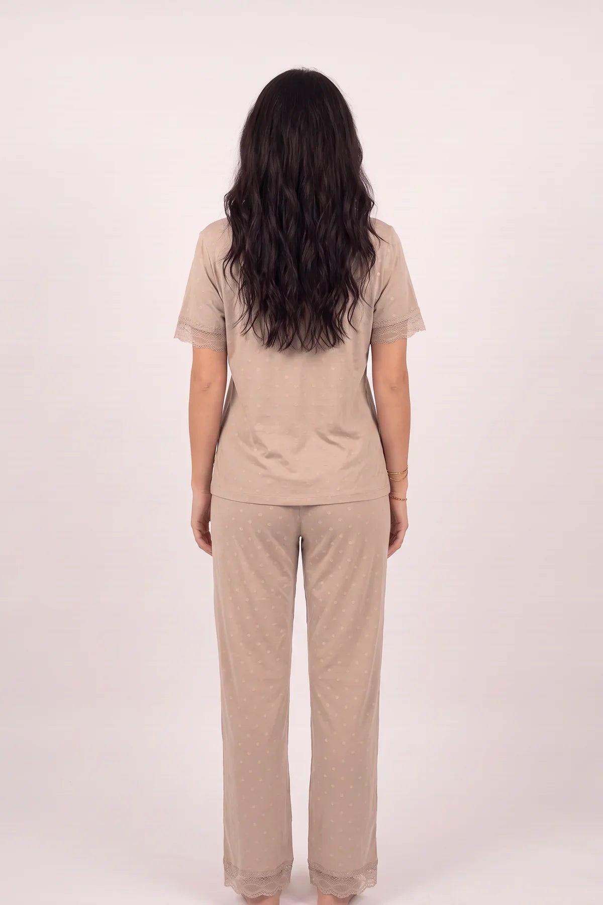 BLS - Polka Lace Pajama Set - Khaki