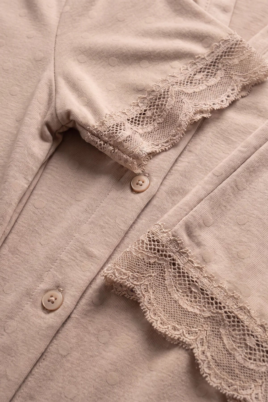 BLS - Polka Lace Pajama Set - Khaki
