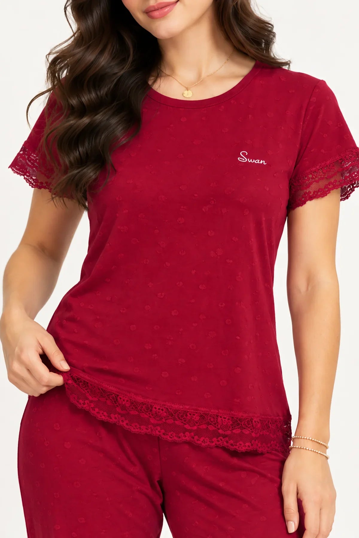 BLS - Swan Pajama Set - Jujube Red