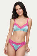 BLS - Velvet Non Padded & Wireless Satin Bra - Pink/Blue