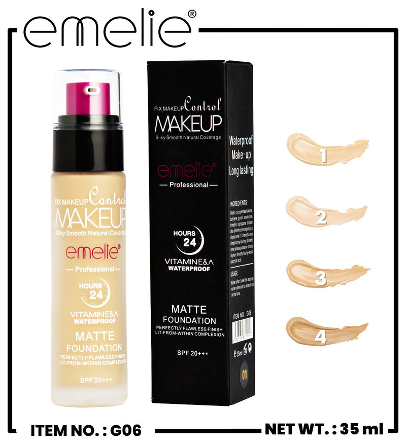 Emelie - Matte Foundation Vitamin E&A Waterproof 01