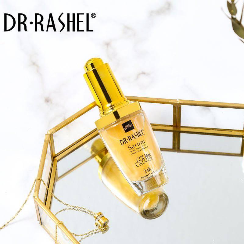   DR.RASHEL 24K Real Gold Atoms Ampoule Collagen Makeup Primer Anti Wrinkle Hyaluronic Acid Face Whitening Serum
