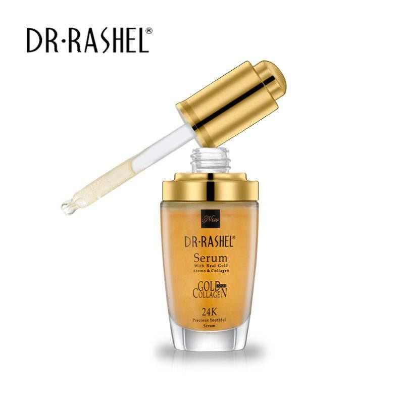   DR.RASHEL 24K Real Gold Atoms Ampoule Collagen Makeup Primer Anti Wrinkle Hyaluronic Acid Face Whitening Serum