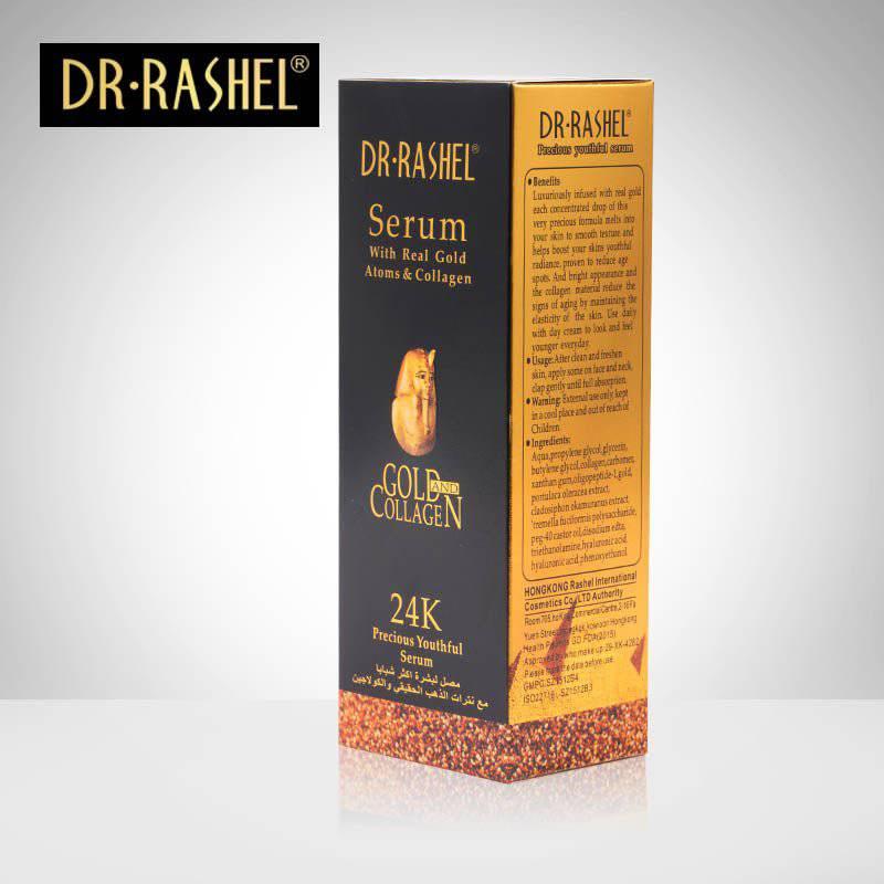   DR.RASHEL 24K Real Gold Atoms Ampoule Collagen Makeup Primer Anti Wrinkle Hyaluronic Acid Face Whitening Serum