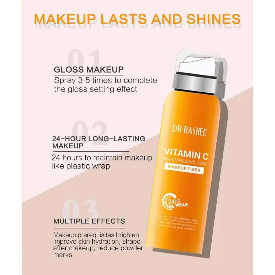   Dr.Rashel Vitamin C Brightening & Anti Aging Make up Fixer 3 in 1 Prep Primer Set - 160ml