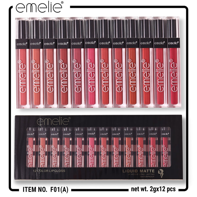 Emelie - Liquid Matte 12 Color Lipgloss Set