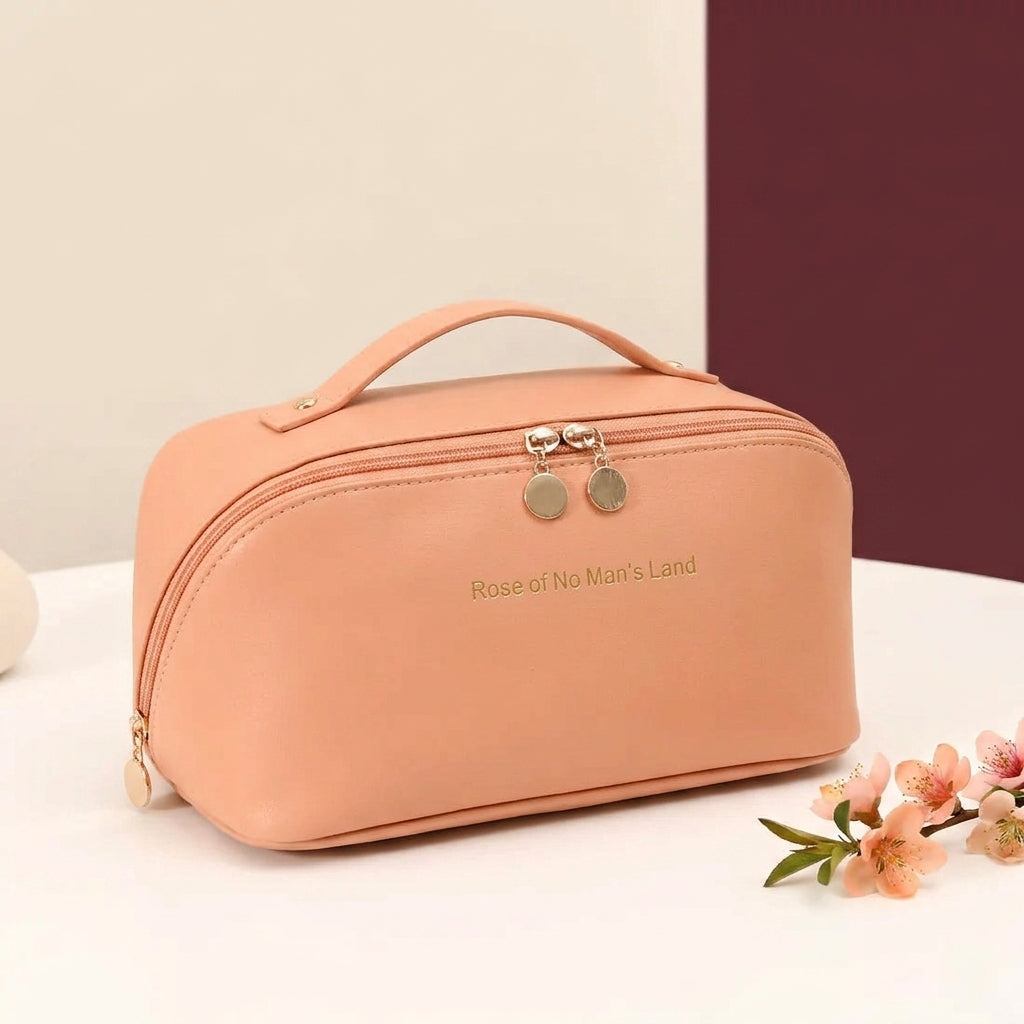 Luxe Basics - Leather Makeup Bag - Assorted Color