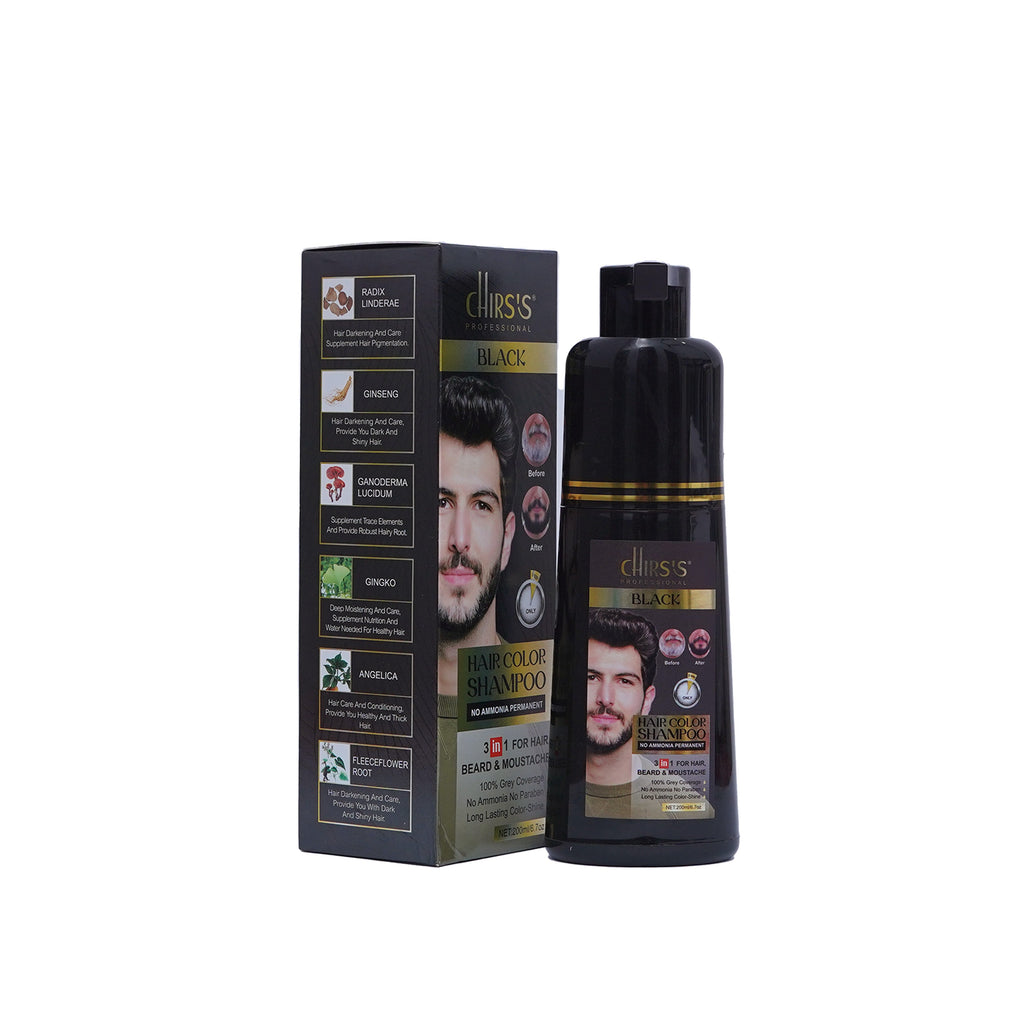 Chirs`s Professional Hair Color Shampoo With Argan Extract (Black)