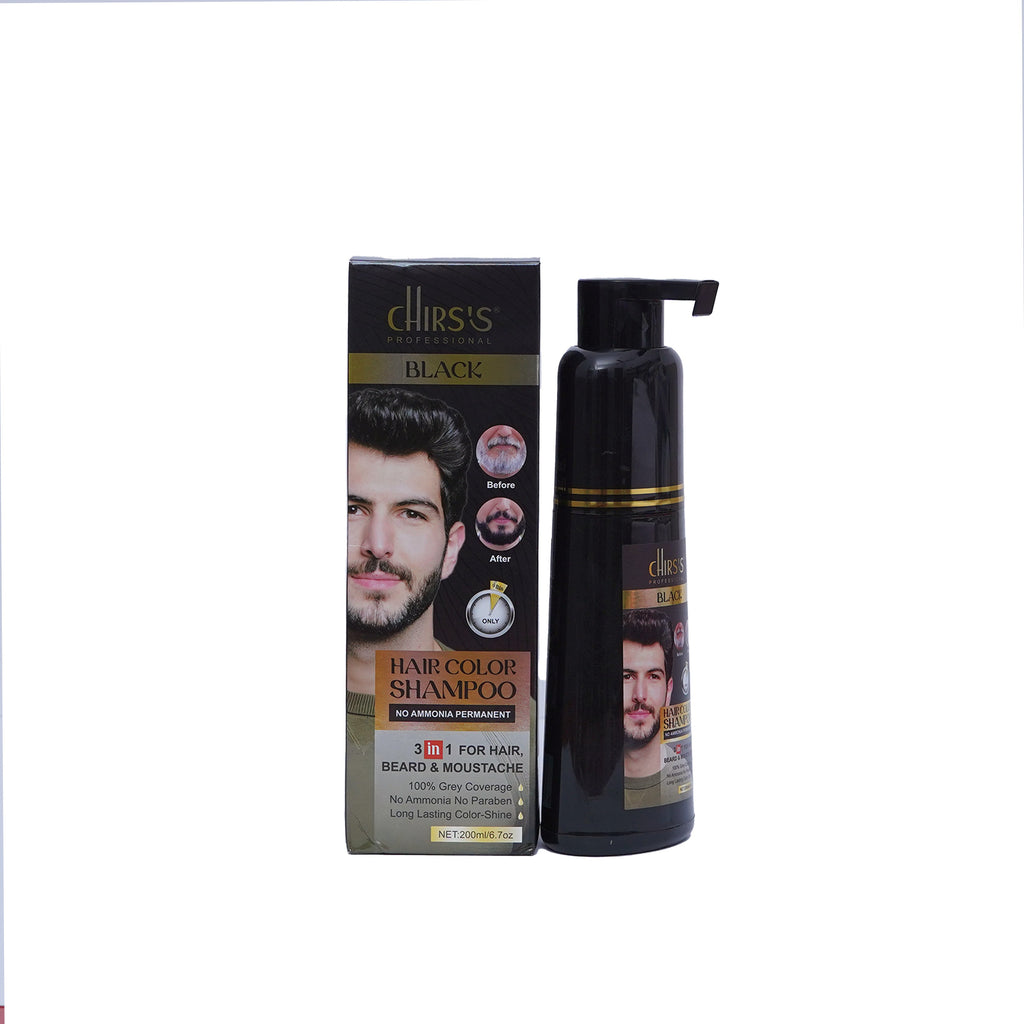 Chirs`s Professional Hair Color Shampoo With Argan Extract (Black)