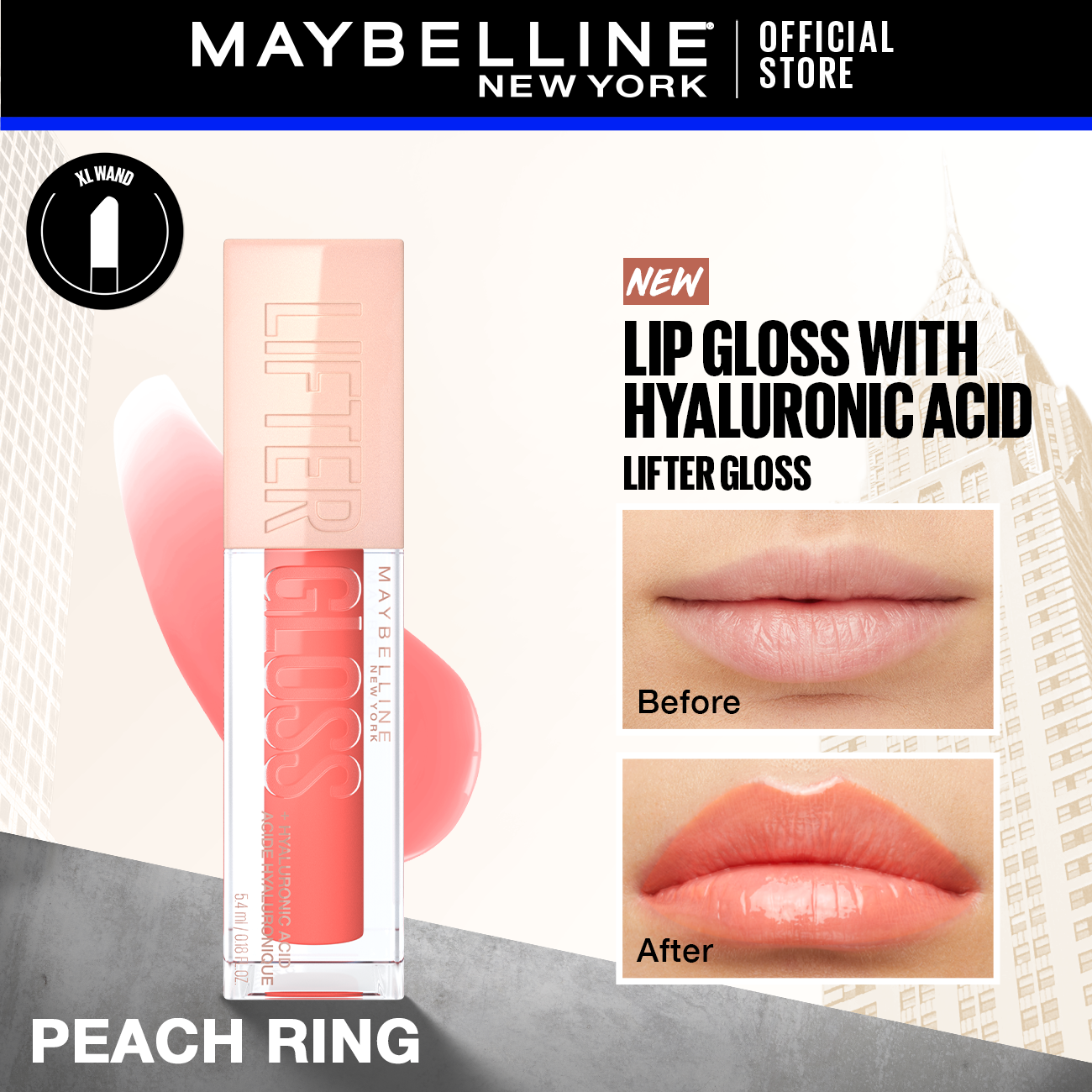 Maybelline - Lifter Gloss Hydrating Lip Gloss - 022 Peach Ring