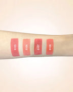 Arm swatches comparing Swiss Miss lipstick shades B105, B106, B107, and B108.