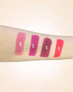 Arm color swatches comparing Swiss Miss Classic Lipstick shades 209, 212, 214, and 222.