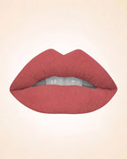 Close-up lip swatch of Swiss Miss Classic Lipstick in Blushing Brown M-517 shade