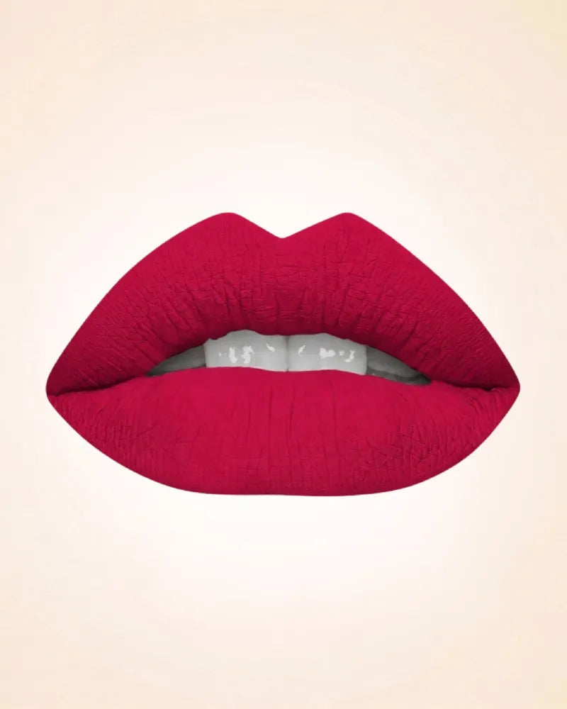Lip application swatch of Swiss Miss Classic Lipstick shade Cherry Berry M-18 displaying a rich berry lip finish.