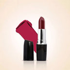 Swiss Miss Classic Lipstick in shade Cherry Berry M-18 shown open with black tube and rich berry color swatch.